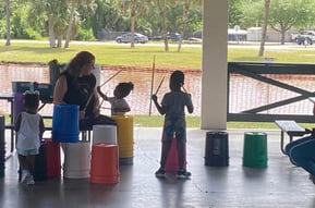 Outdoor 2 to 4 yr olds bucket drum workshop class