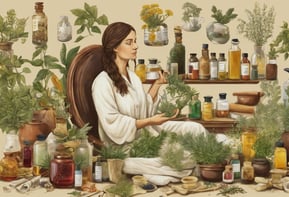 Selection of herbal remedies on a picture