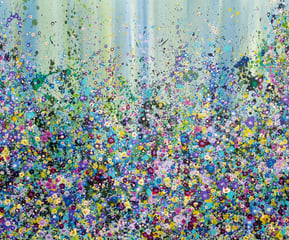 a painting of a field with flowers
