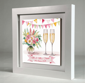 a framed personalised wedding memory tile