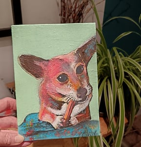 A painting of a dog, pet portrait