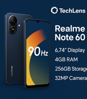 هاتف Realme Note 60 يأتي بشاشة 6.74 بوصة من نوع IPS LCD بمعدل تحديث 90Hz، مع معالج Unisoc Tiger T612