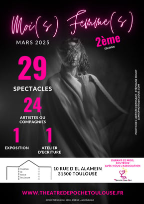 affiche du festival moi(s) femme(s) auquel iso participe avec le spectacle de théâtre Trois