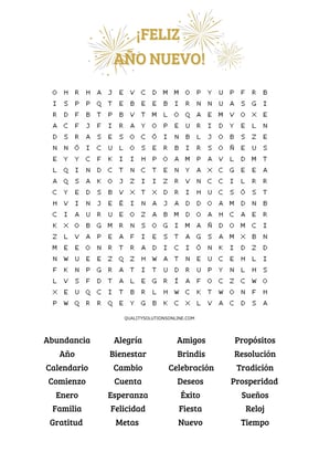 sopa de letras temática de año nuevo para descargar gratis