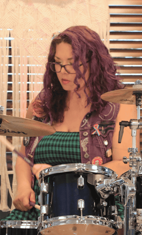 rachel playing the drums