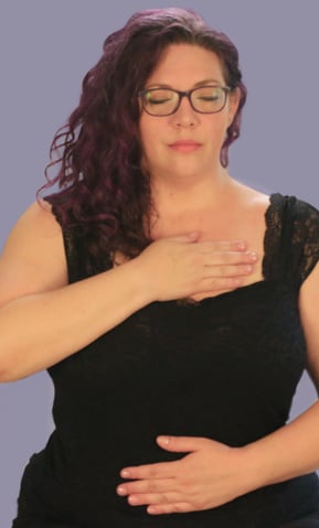 rachel meditation, purple background