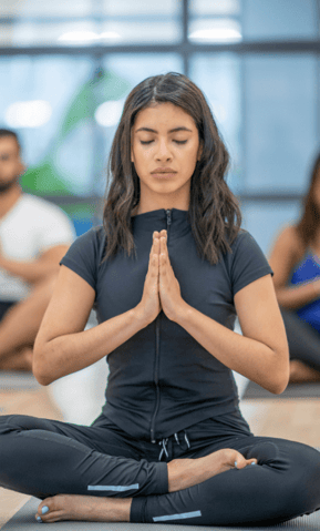 Corporate adult yoga session