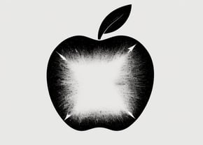 a black and white apple logo that depicts a apple wall holding in users on a white background