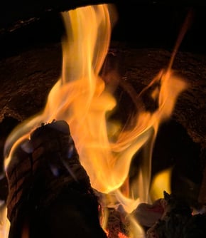 Abstract Photo of flames from a wood fire in shape of a person