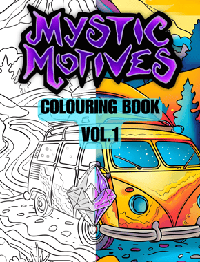 a coloring book with a van