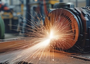 Photos of the application of abrasives in metal processing.