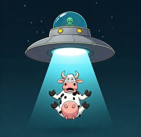 Vaca siendo aducida por alien