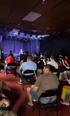 Group Drumming event with stage