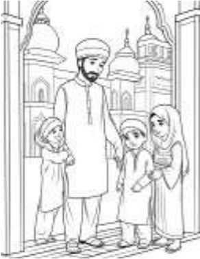 coloriage famille musulmane
