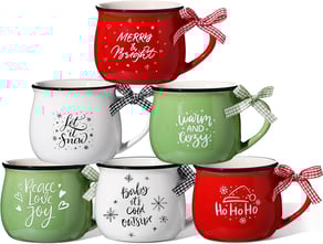 Sawysine Christmas Coffee Mugs Set of 6