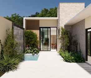 a modern house with a pool and a pool