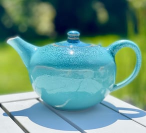 Théière - émail turquoise et azur