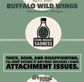 Ranch Review of Buffalo Wild Wings: Store-Bought sadness. A bottle with a frown face