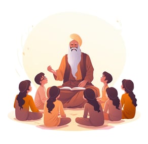 image of a guru teaching students about yoga lectures