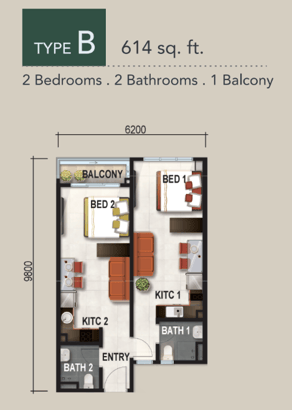 Verte Medini Residence Type B Layout