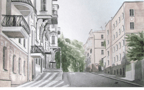 "Початок шляху" Акварель, папір, 39х29 Україна, Харків 2013