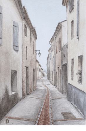 "Chemin de vie" Aquarelle sur papier, 13,5x19,5 France, Saint-Quentin-la-Poterie 2022