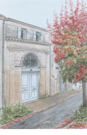 "Atelier maison. Macau", Aquarelle sur papier, 13,5x19,5 France, Bordeaux 2024