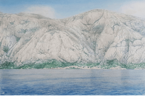 "Montagnes en majesté" Aquarelle sur papier, 57x37 Monténégro, baie de Kotor 2020