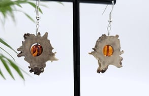 Antler earrings with amber