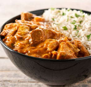 coronation chicken with curry and rice