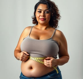 a woman with a measuring tape around her waist