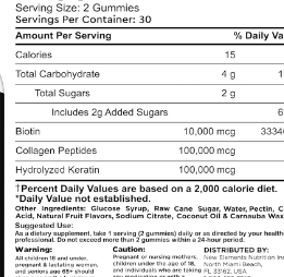 Biotin Gummies with Keratin & Collagen Peptides label