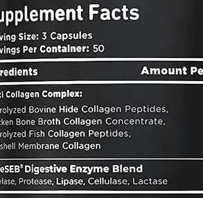 Multi Collagen Complex Vital Vitamins label