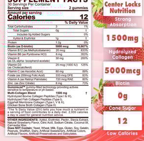 Sugar-Free Hydrolyzed Collagen Peptide Filled Gummies label