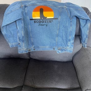 multi color custom logo blue jean jacket