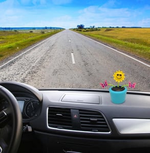 Cute solar-powered swinging sunflower car dashboard accessory
