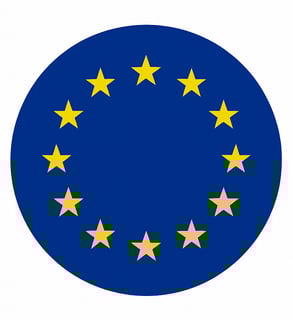 a circular blue and yellow flag with stars