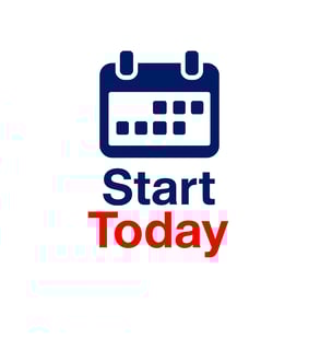 a clock with the words start today