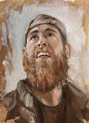 a painting of a man with a beard and a beard