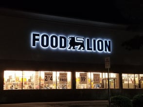 Halo Lighted channel letters installed for Food Lion