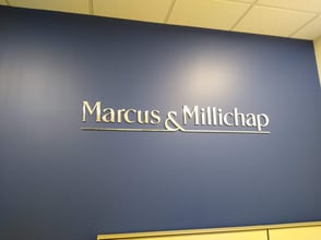 3 Dimensional Custom Logo pin mounted sign for Marcus & Millichap.