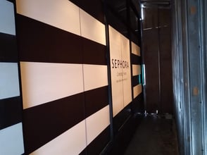 This is a graphics package installed on the storefront of a Sephora location