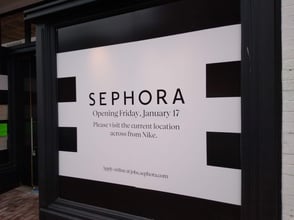 Custom Graphics installed on the storefront of a Sephora location