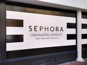 Storefront Graphics installed on windows of a Sephora location