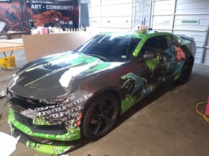 Zombies Wrap on a Camaro for Jackson Cranes employee