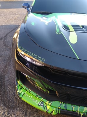 Front quarter panel shot of the Zombies Wrap done on 3m IJ180CV3 Wrap Vinyl designed and Installed by Jackson Crane