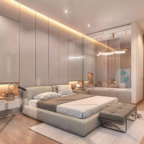 render de alcoba de habitacion de hotel en santa marta