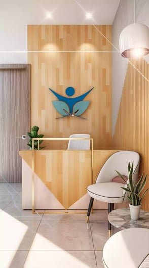 render lobby consultorio moderno en barranquilla