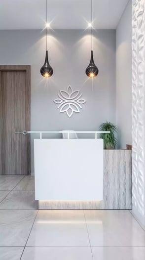 render lobby consultorio moderno en barranquilla