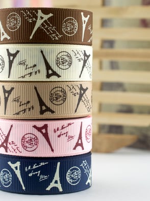 printed Eifel tower grosgrain ribbons 